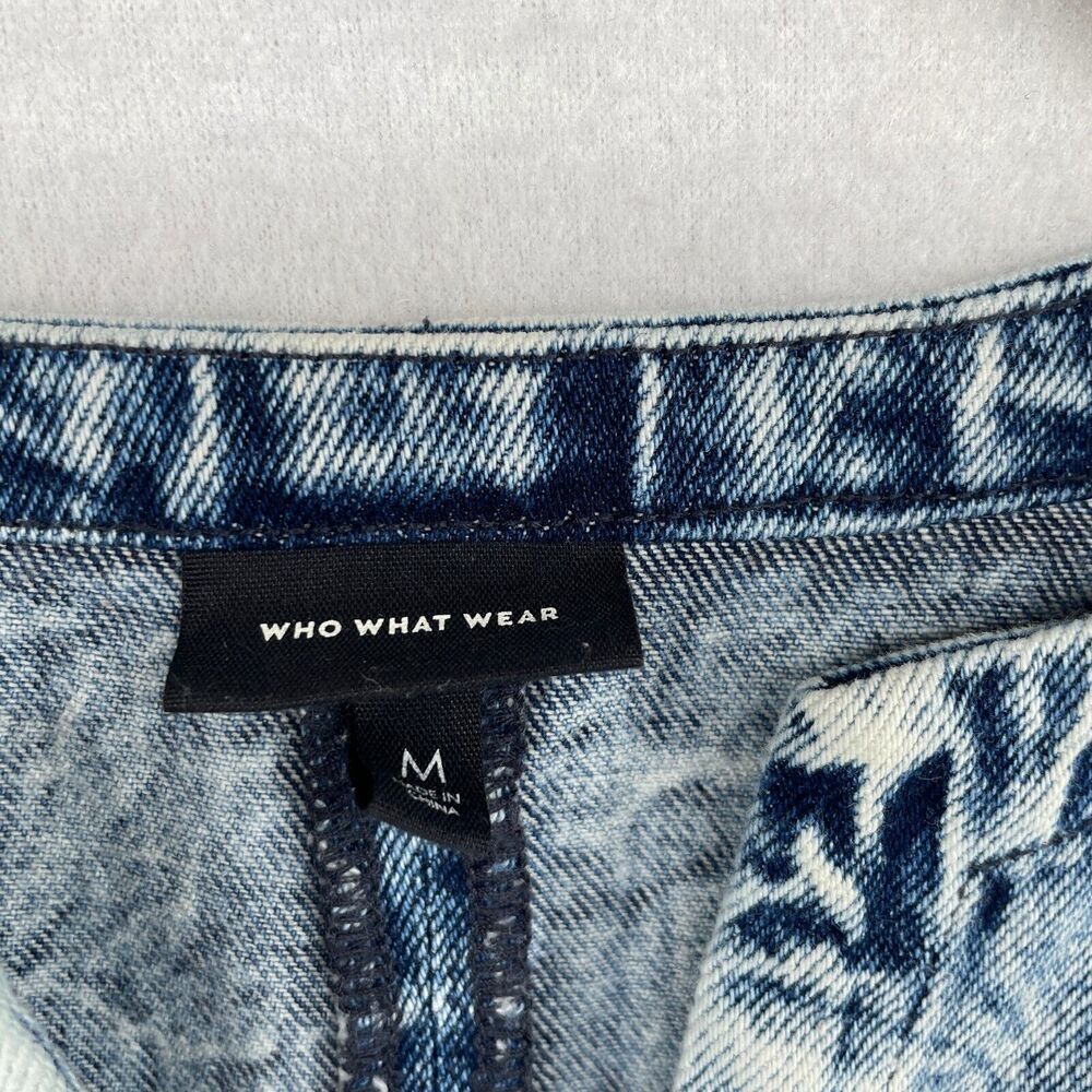 Who What Wear Acid Wash Denim Mini Dress in Blue - Picture 9 of 13